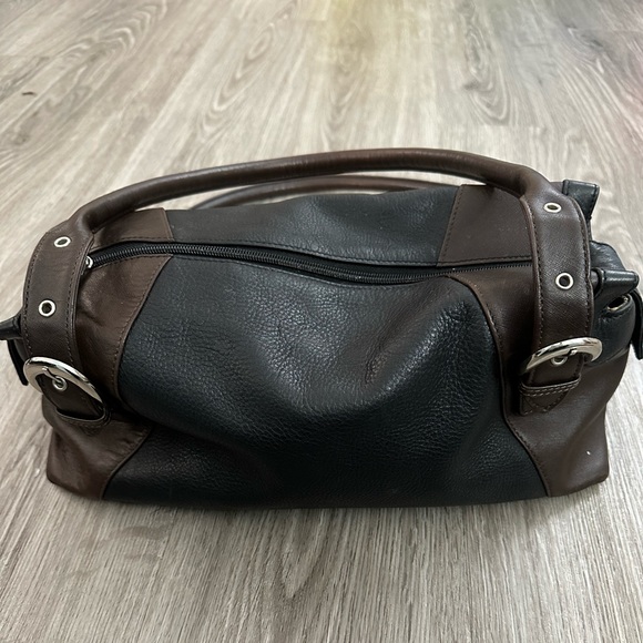 Vintage Soprano Black & Brown Leather Shoulder Bag - Picture 2 of 9
